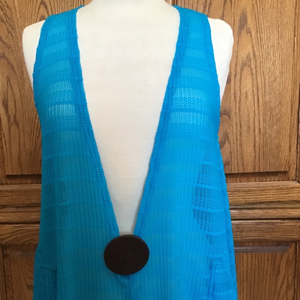 Boho NWOT Creation Beach coverup size large with pockets, button accent or top - Picture 6 of 9